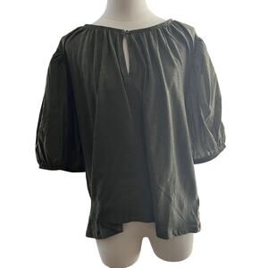 NWT Old Navy Puff Sleeve Blouse Army Green Aqua Blue‎ Cotton/Terry Knit  XL